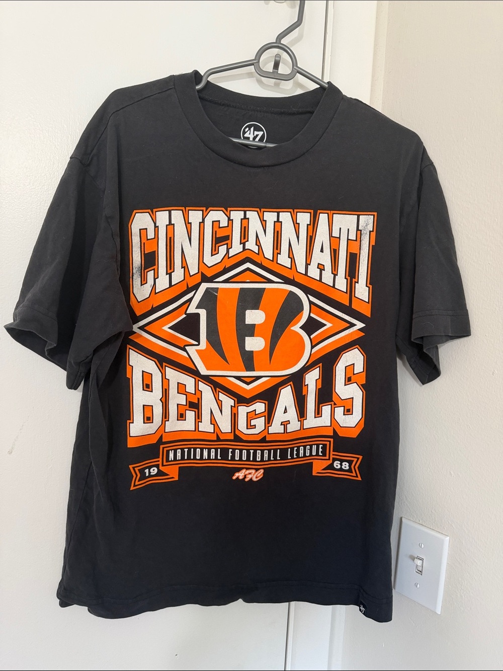 47 Cincinnati Bengals Black Tee with Orange & White Logo